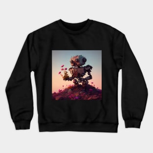 Cute robot picking up a flowers for her wife v1 Crewneck Sweatshirt